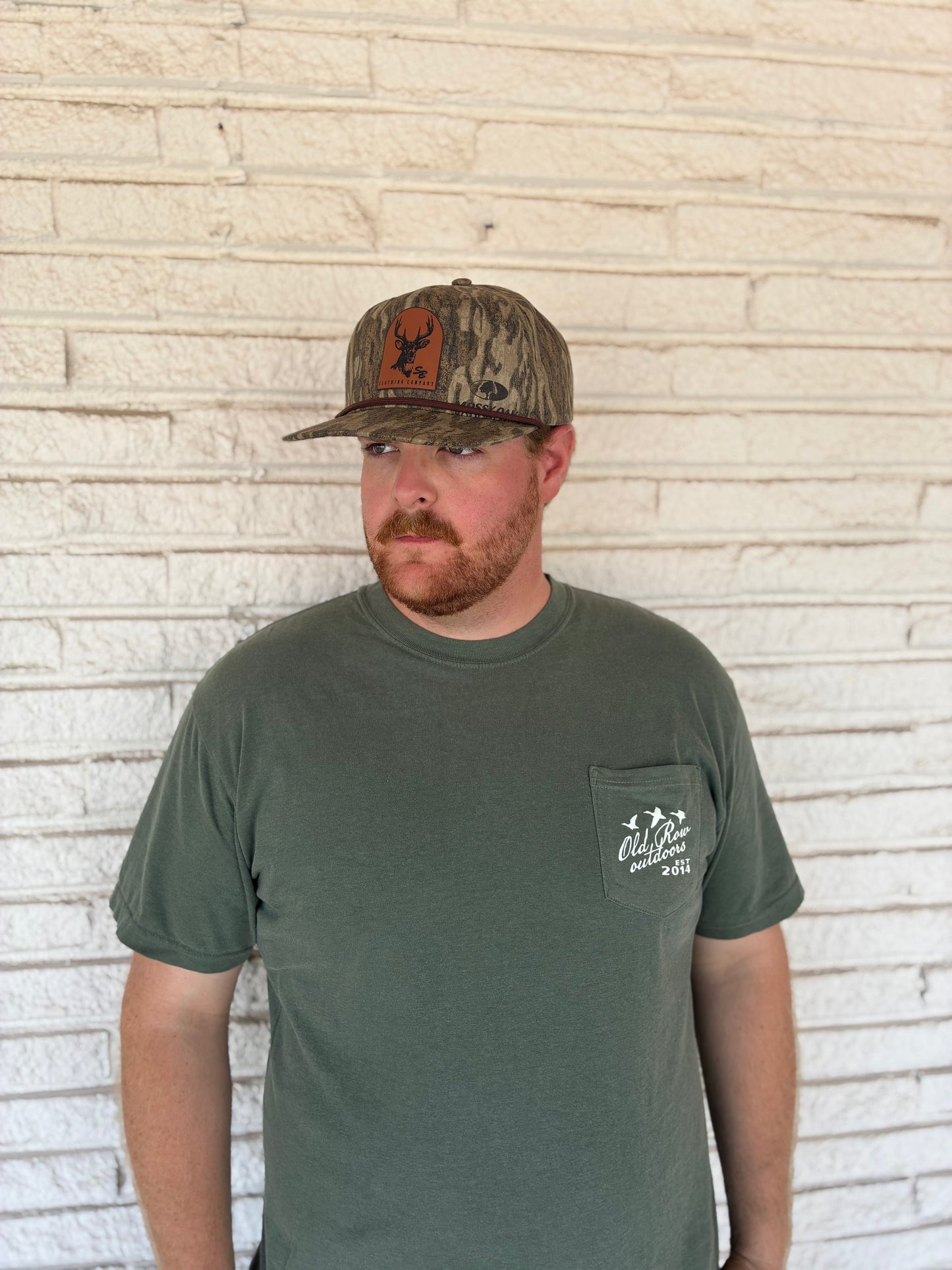 Speckle Bellies Buck AS Leather Patch Rope Snapback Hat