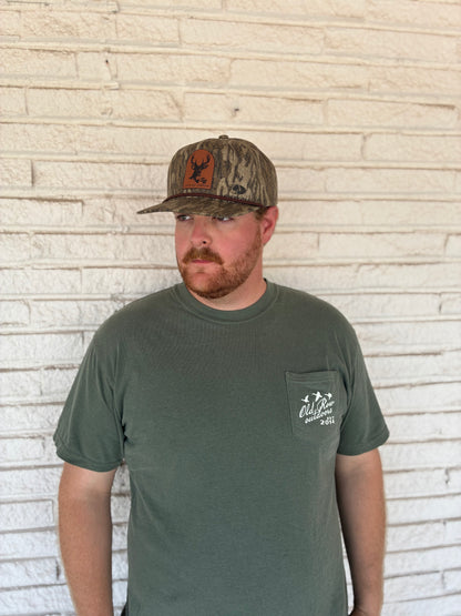 Speckle Bellies Buck AS Leather Patch Rope Snapback Hat