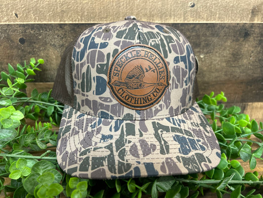 Speckle Bellies XL Circle Logo Snapback Hat-Beaver Bottom Camo