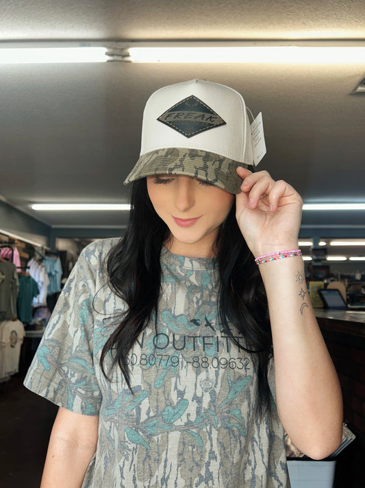 Freak Outdoors Telluride Black Diamond Leather Patch Snapback Hat