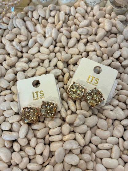 JHP Collections Dazzlings Variety Colors of Semi Precious Glass Stud Earrings