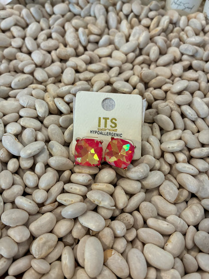 JHP Collections Dazzlings Variety Colors of Semi Precious Glass Stud Earrings