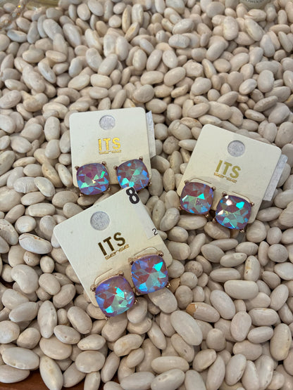 JHP Collections Dazzlings Variety Colors of Semi Precious Glass Stud Earrings