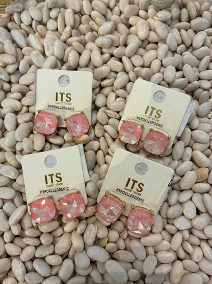 JHP Collections Dazzlings Variety Colors of Semi Precious Glass Stud Earrings