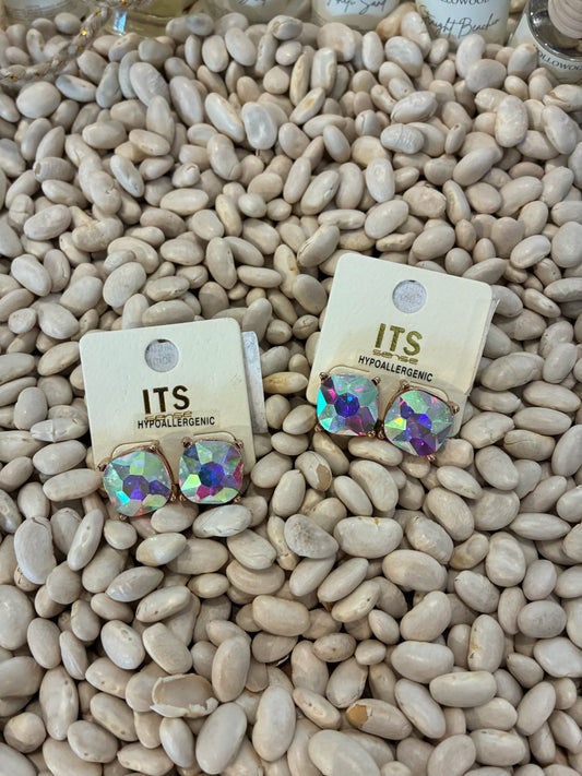 JHP Collections Dazzlings Variety Colors of Semi Precious Glass Stud Earrings