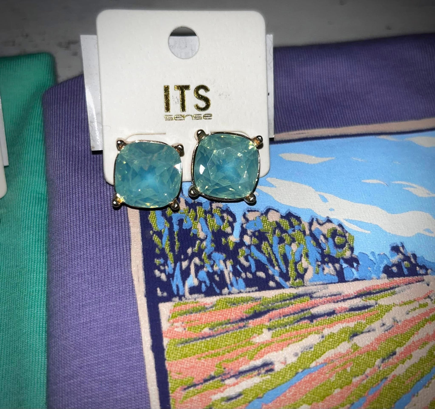 JHP Collections Dazzlings Variety Colors of Semi Precious Glass Stud Earrings