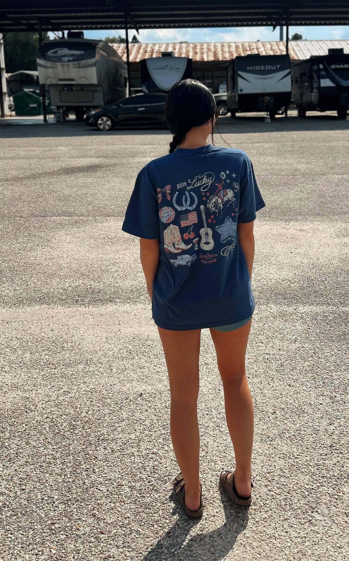 Southern Fried Cotton Women's Born Lucky S/S TEE Shirt