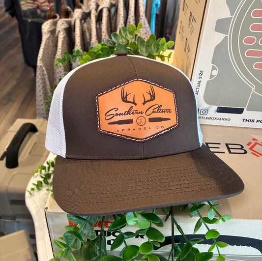 Southern Culture Bullet & Antlers Light Leather Patch Snapback Hat