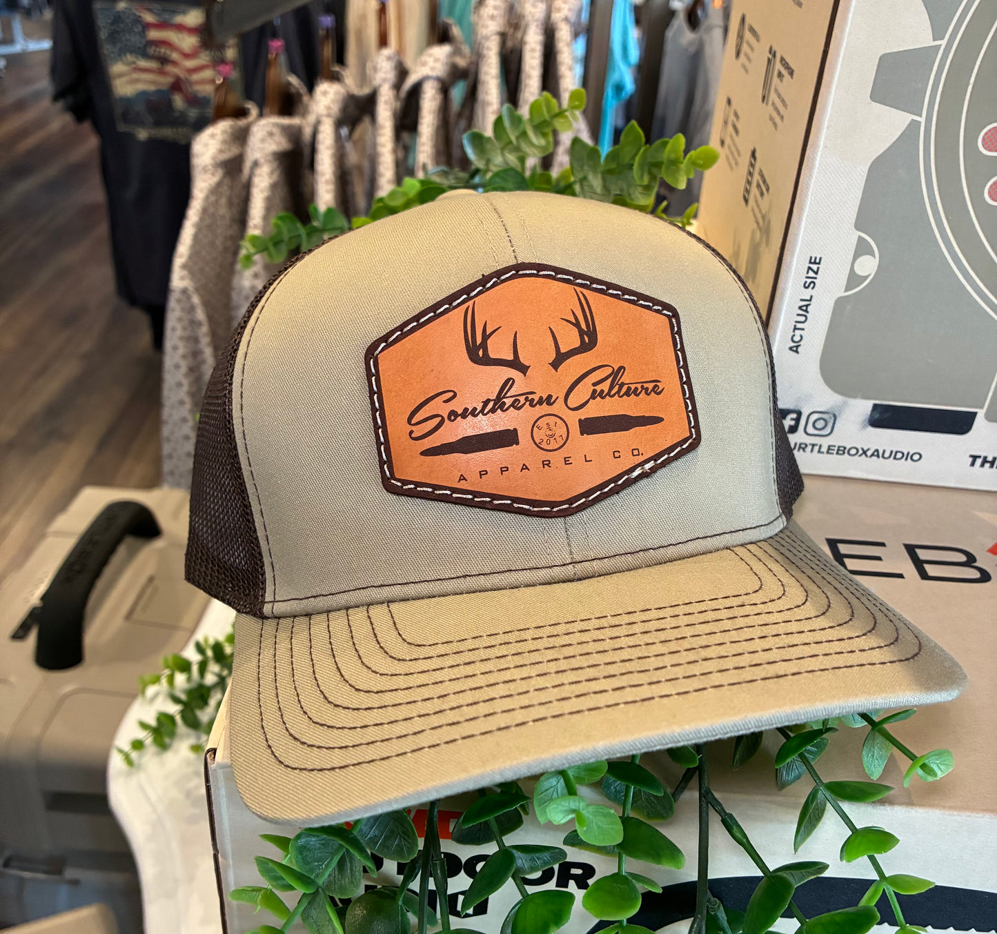 Southern Culture Bullet & Antlers Light Leather Patch Snapback Hat
