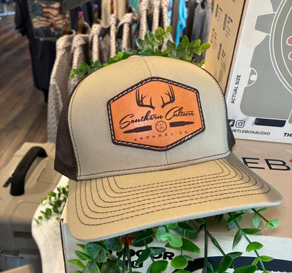Southern Culture Bullet & Antlers Light Leather Patch Snapback Hat