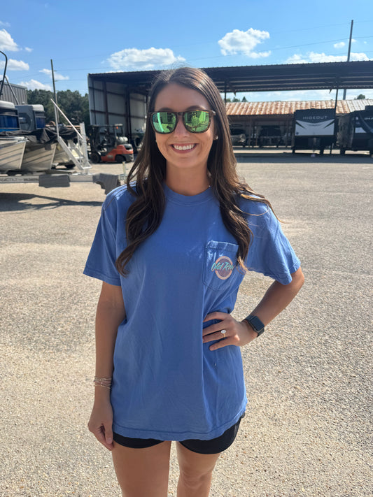 Old Row Outdoors Women's Circle Logo W Pink/Yellow S/S TEE Shirt