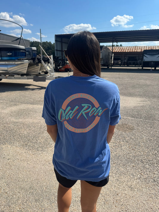 Old Row Outdoors Women's Circle Logo W Pink/Yellow S/S TEE Shirt