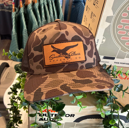 Southern Culture Mallard in Flight Leather Patch Snapback Hat