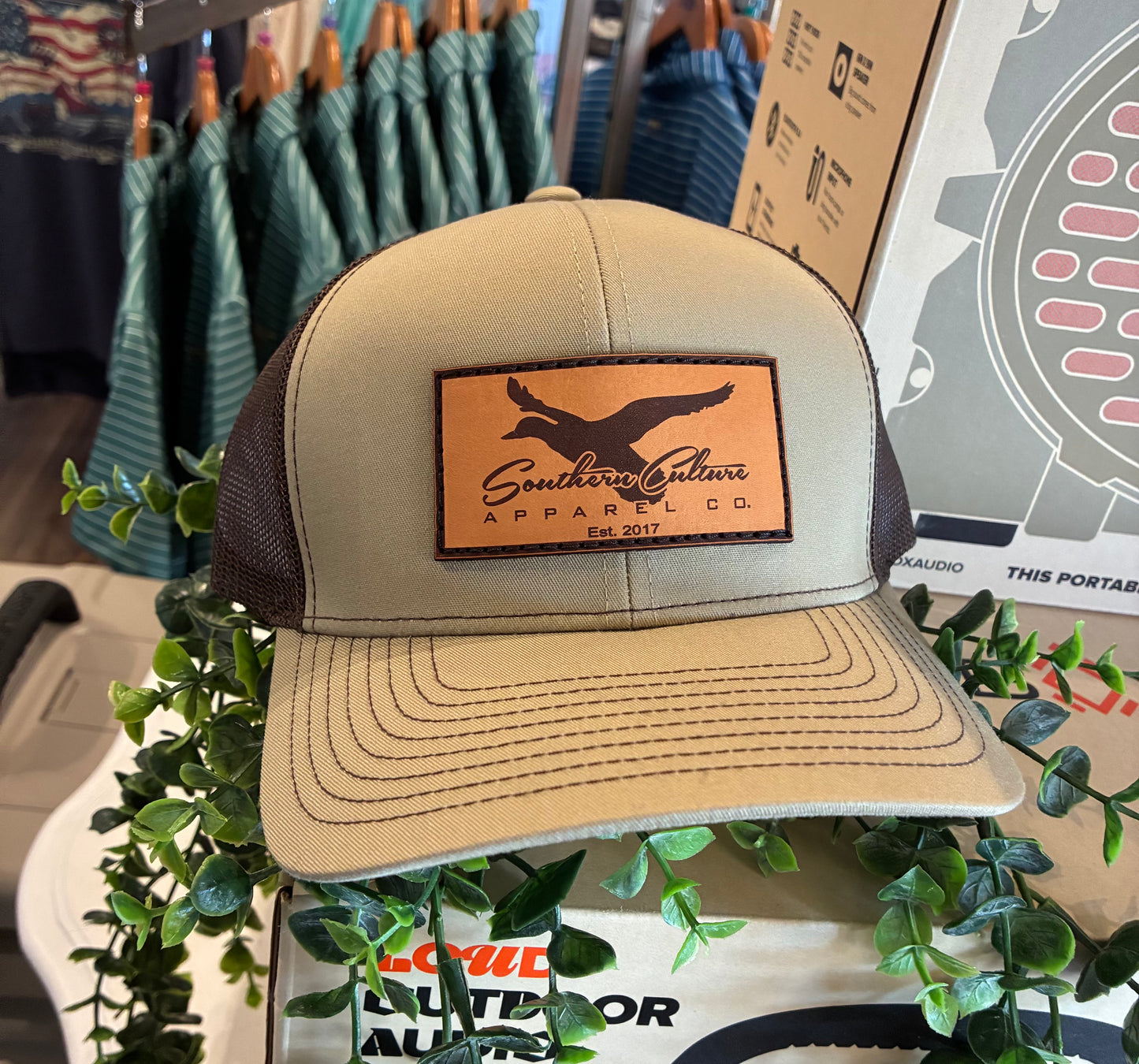 Southern Culture Mallard in Flight Leather Patch Snapback Hat