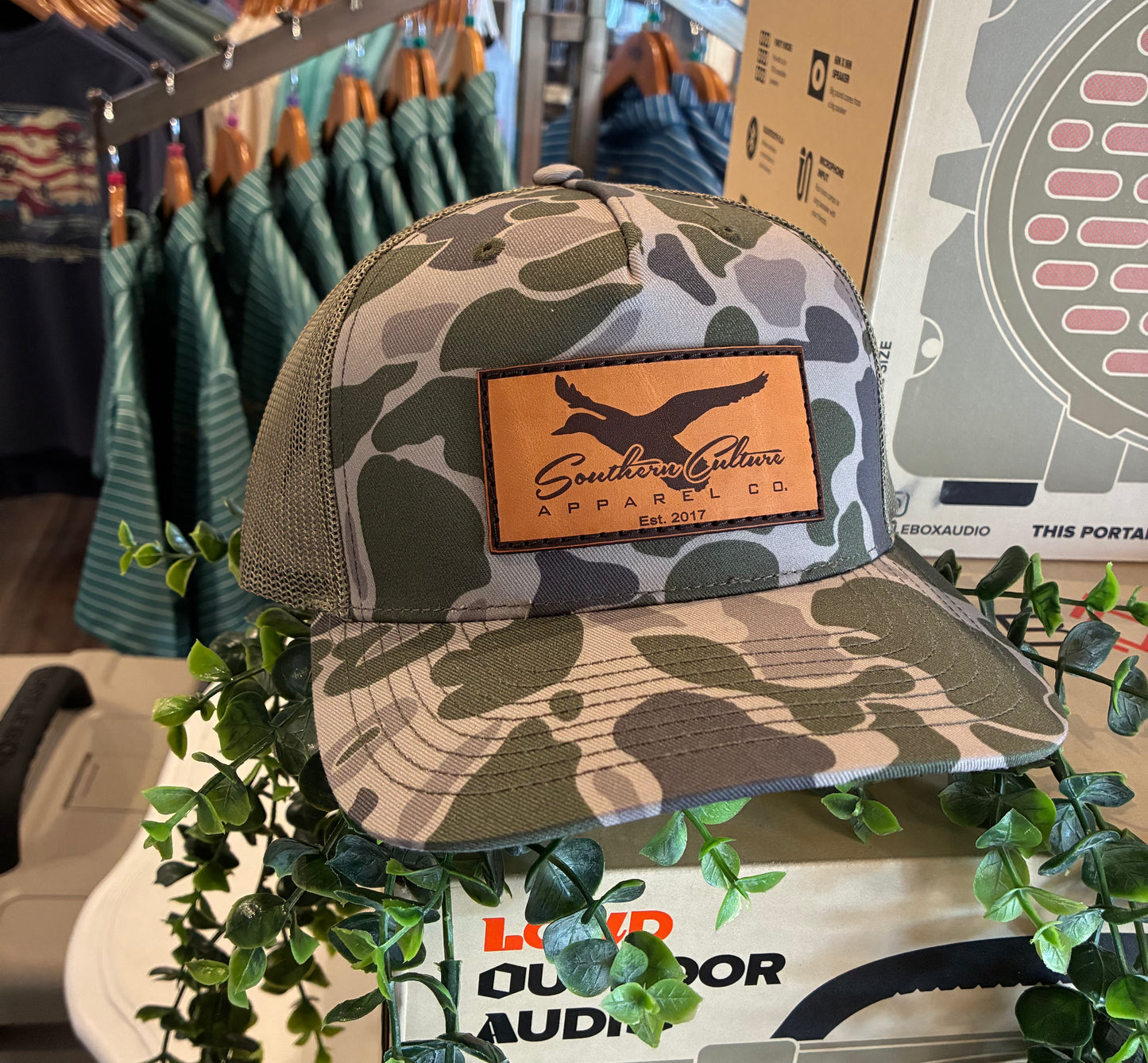 Southern Culture Mallard in Flight Leather Patch Snapback Hat