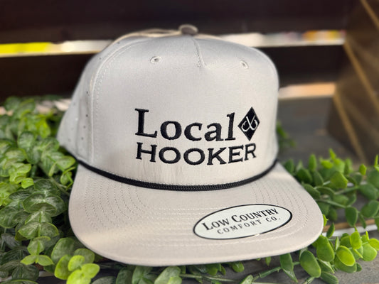 Local Hooker Logo Woven Patch Rope Performance Snapback Hat