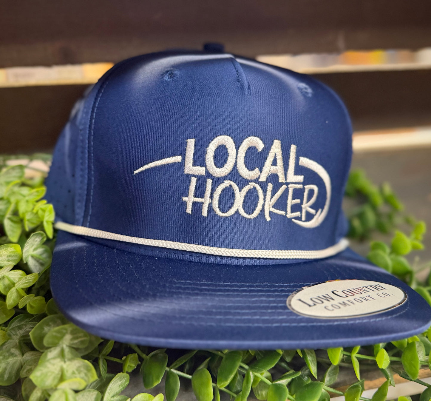 Local Hooker Hook Text Logo 5 Performance Rope Snapback Hat