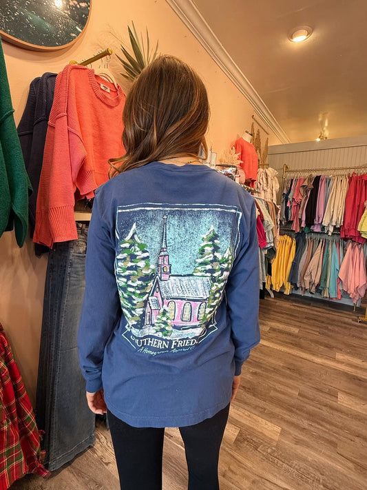 Southern Fried Cotton Women's Winter Country Church L/S Tee Shirt