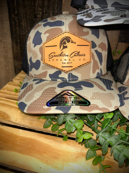 Southern Culture Wood Duck Leather Patch Snapback Hat
