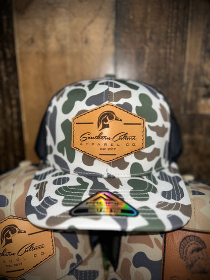 Southern Culture Wood Duck Leather Patch Snapback Hat