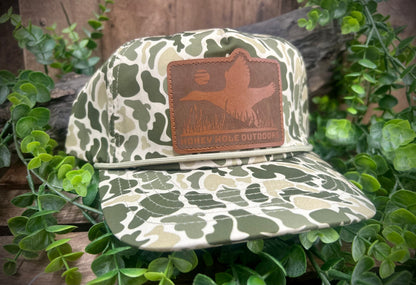 Honey Hole Outdoors Laidback Leather Patch Rope Snapback Hat