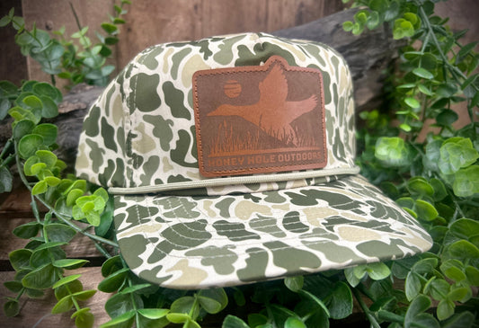Honey Hole Outdoors Laidback Leather Patch Rope Snapback Hat