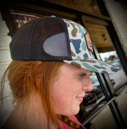 Southern Culture Antlers & Bullet Dark Leather Patch Snapback Hat