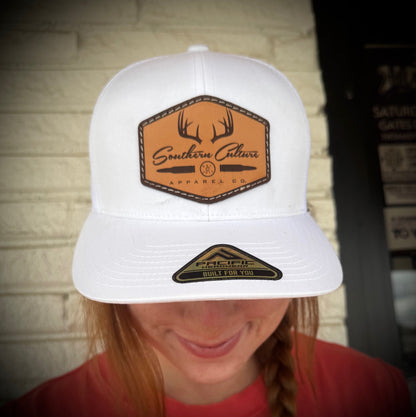 Southern Culture Bullet & Antlers Light Leather Patch Snapback Hat