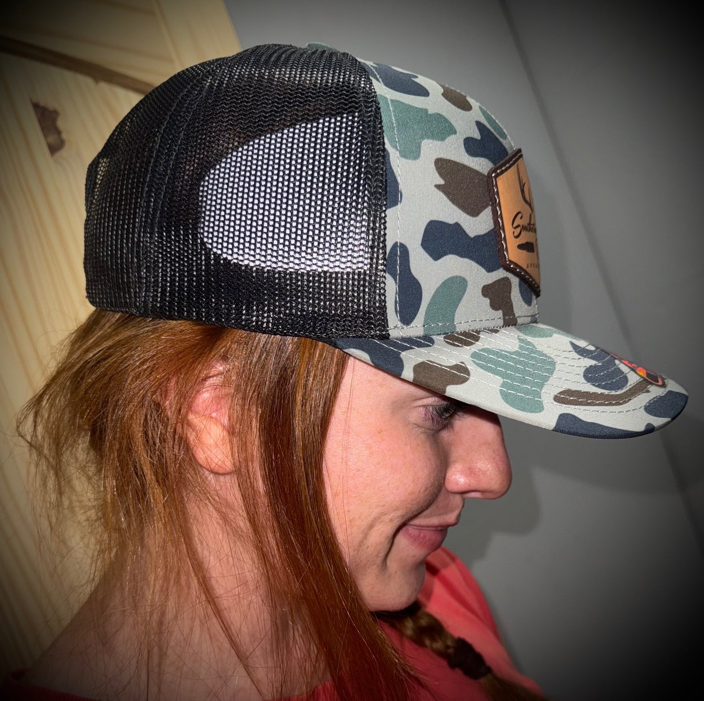 Southern Culture Bullet & Antlers Light Leather Patch Snapback Hat