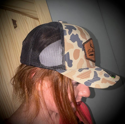 Southern Culture Antlers & Bullet Dark Leather Patch Snapback Hat
