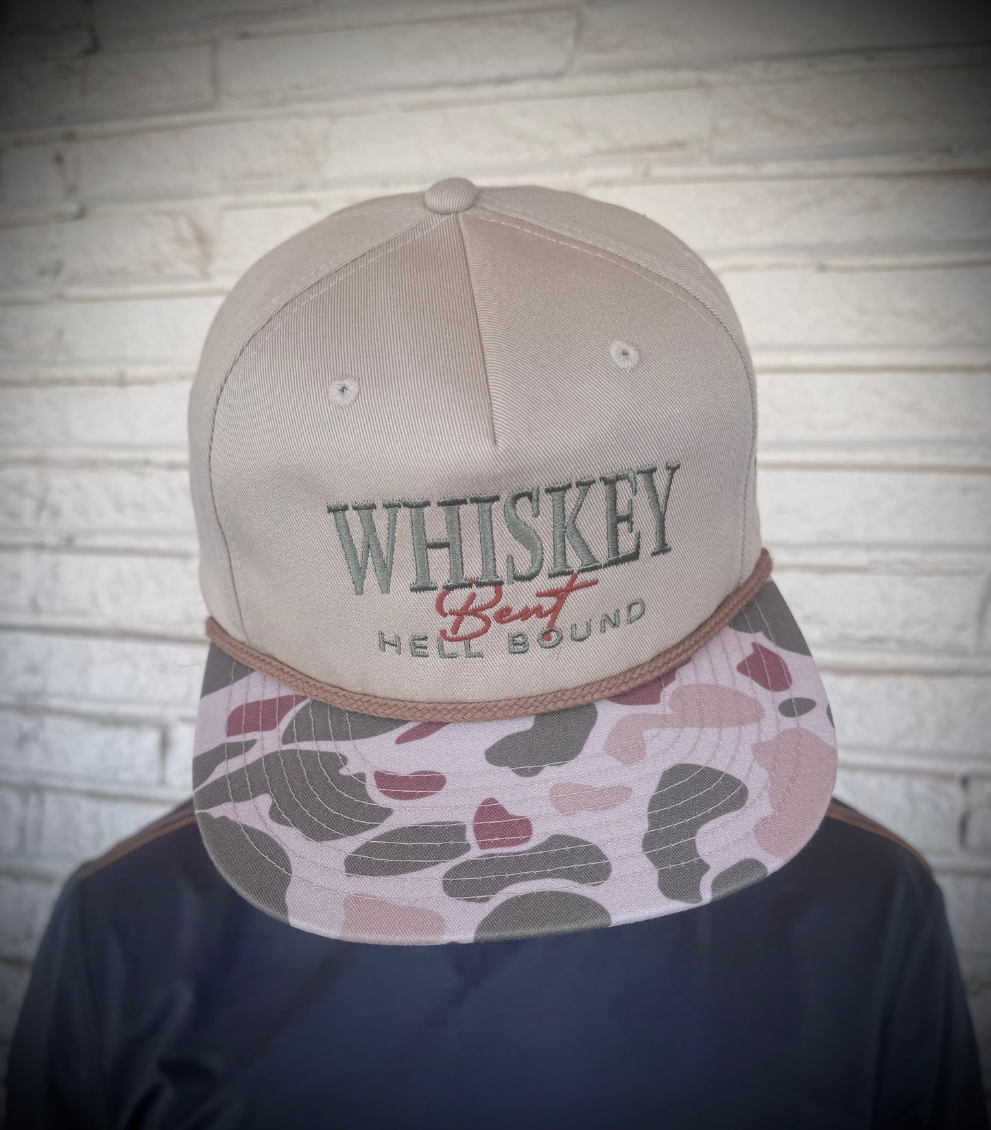 Mad Hatter Whiskey Bent Hell Bound Rope Trucker Snapback Hat