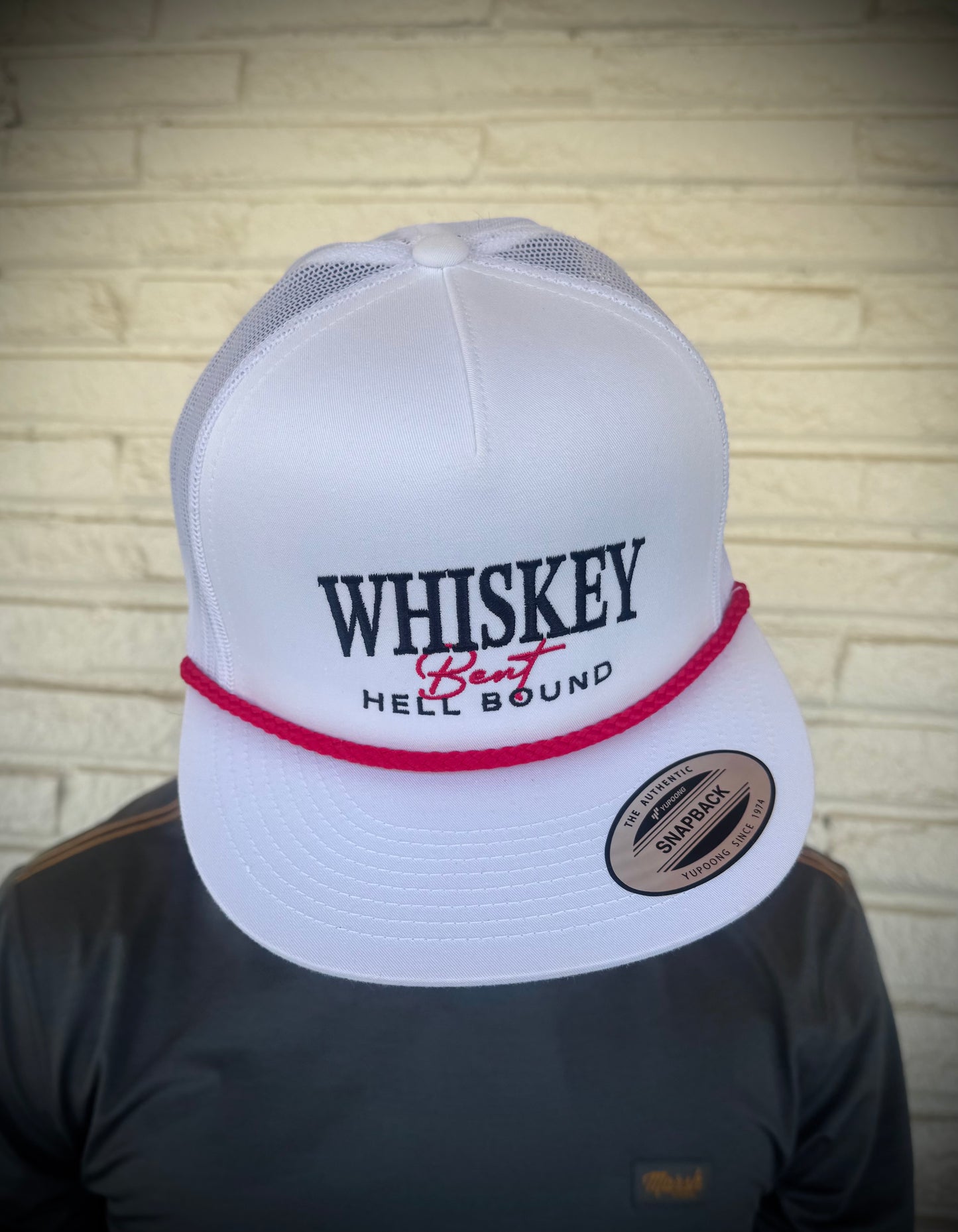 Mad Hatter Whiskey Bent Hell Bound Rope Trucker Snapback Hat