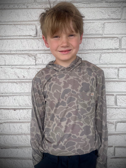Marsh Wear Apparel Youth Buxton Hagood Hooded Knitted Perf L/S Shirt