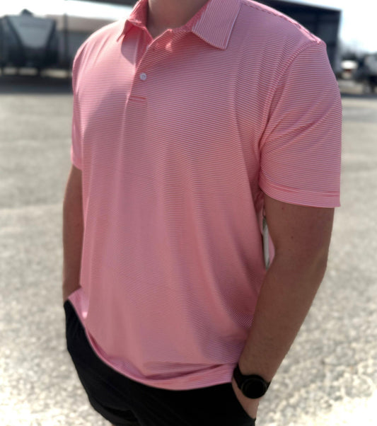 Struttin Cotton Men's Andy Stripe with Turkey Tracks Polo Shirt