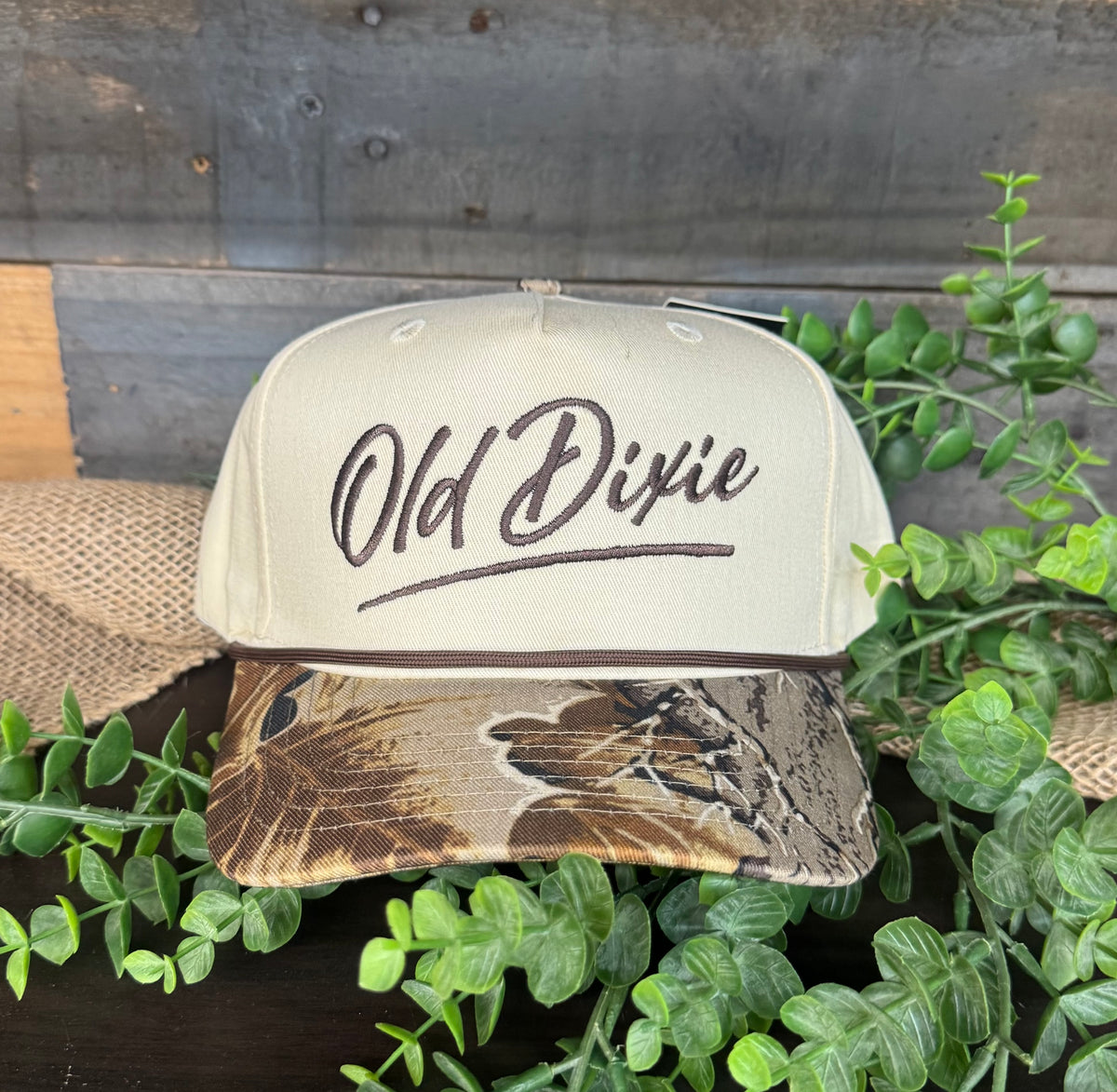 Old Dixie Advantage Camo Bill Rope Snapback Hat