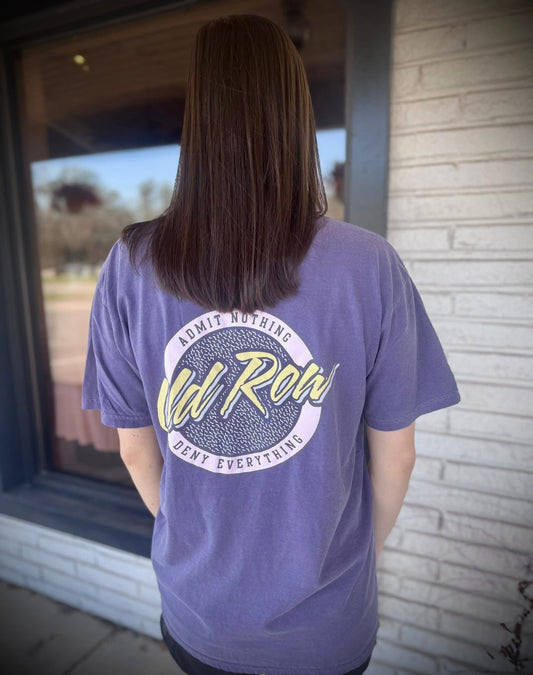 Old Row Outdoors Women's Circle Logo Grape w Pink S/S TEE Shirt