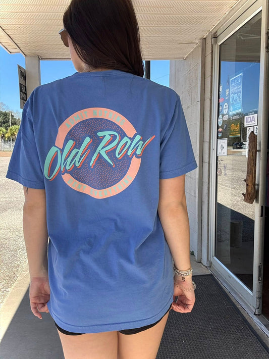 Old Row Outdoors Women's Mystic Blue W Pink Logo Pocket S/S TEE Shirt