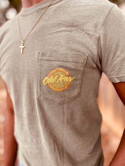 Old Row Outdoors Circle Logo Moss w Yellow Pocket S/S TEE Shirt