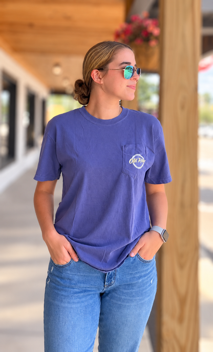 Old Row Outdoors Women's Circle Logo Grape w Pink S/S TEE Shirt