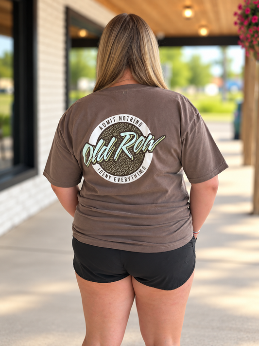 Old Row Outdoors Circle Logo Cream w Espresso S/S TEE Shirt