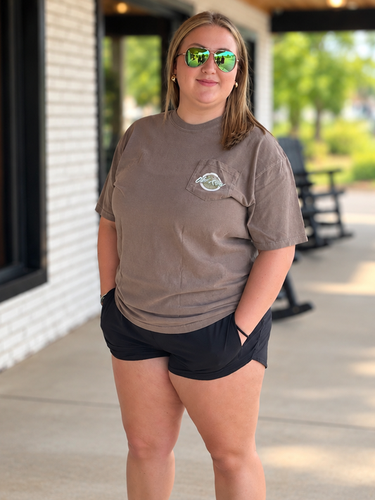 Old Row Outdoors Circle Logo Cream w Espresso S/S TEE Shirt