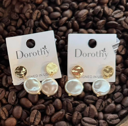 Organic Pearl Disc Drop Earrings