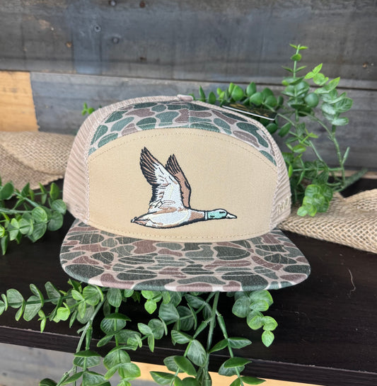 Roost Waterfowl Roost Camo Full Color Mallard Duck 7 Panel Snapback Hat