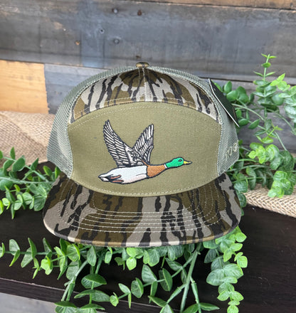 Roost Waterfowl Roost Bottomland Duck Embroidered 7 Panel Snapback Hat