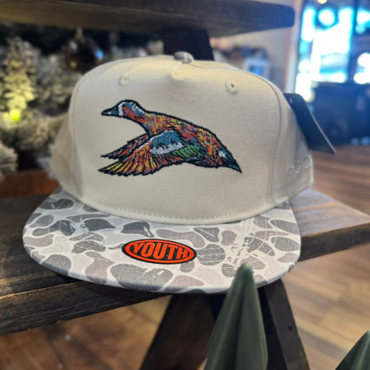 Roost Waterfowl Youth Roost Embroidered Mottled Canvas Marsh Camo Bill Snapback Hat