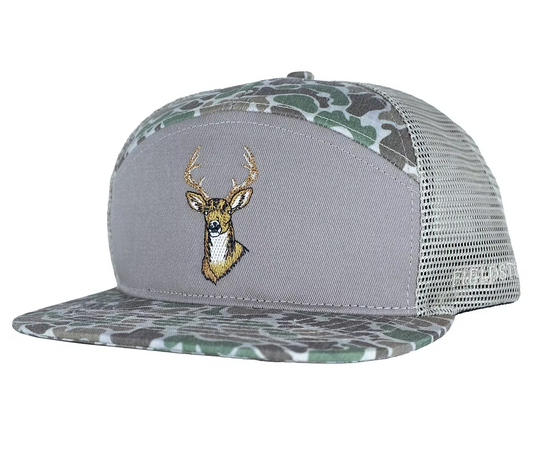Fieldstone Outdoors Embroidered Deer Mount 7 Panel Snapback Hat