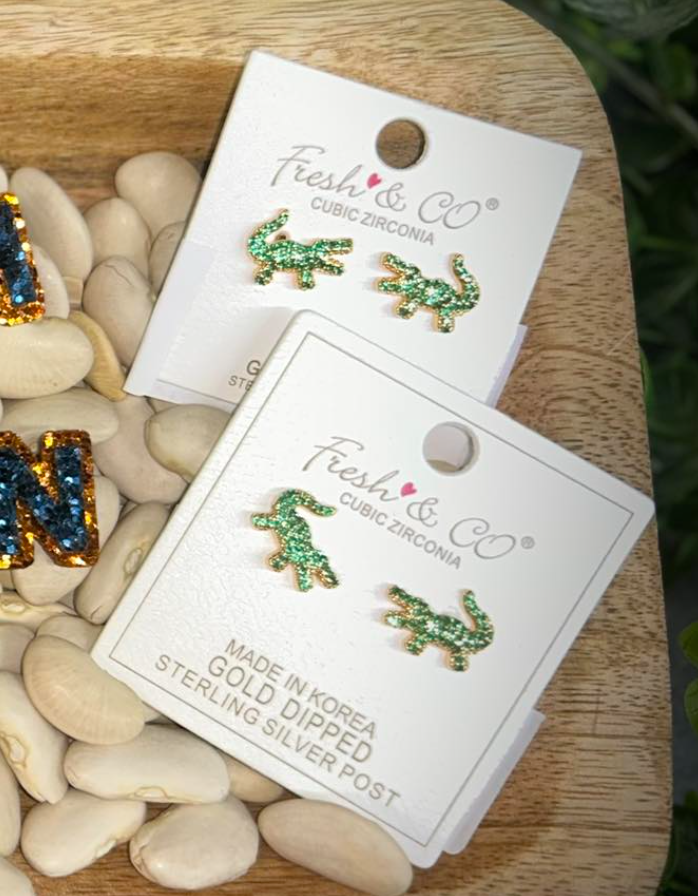Gold Gator Stud Earrings