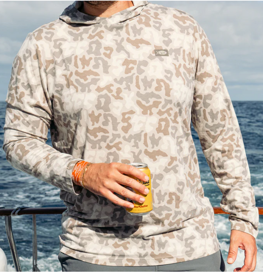 Aftco Men's Ocean Bound UPF Printed Hood L/S Performance Shirt