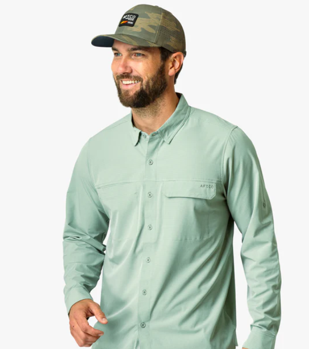 Aftco Men's Air O Mesh Tech L/S Button Down Shirt