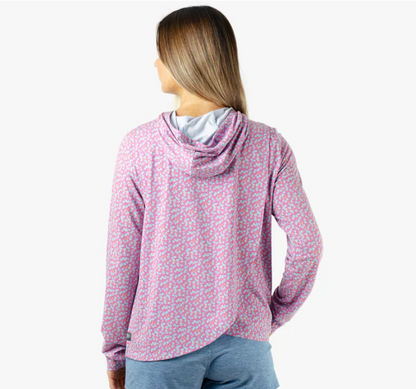 Aftco Women's Ocean Bound Printed Hooded Performance L/S Shirt